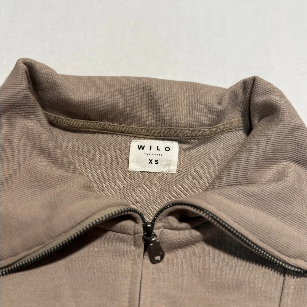 Wilo The Label Cozy Taupe Half-Zip Sweatshirt size XS